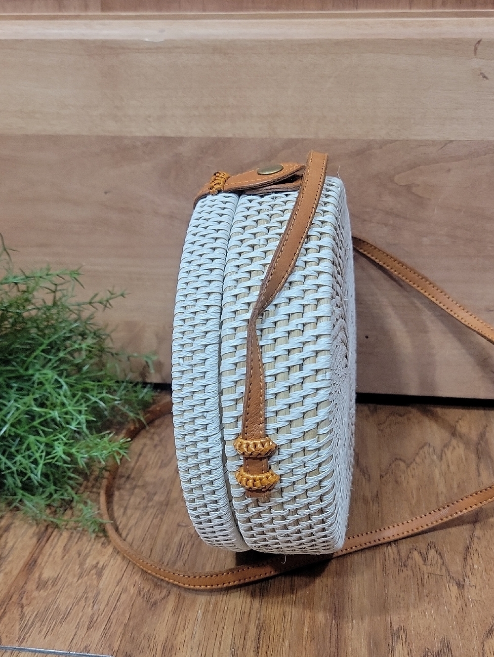 Klara Haloho Hand Crafted Round Rattan Crossbody - Picture 6 of 14
